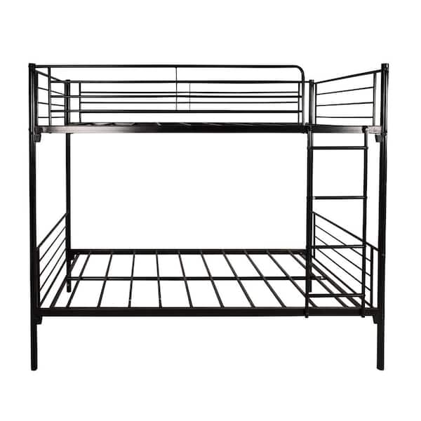 LUCKY ONE Amaya Bed Frame Black Twin Over Twin Bunk Bed With Rails and ...