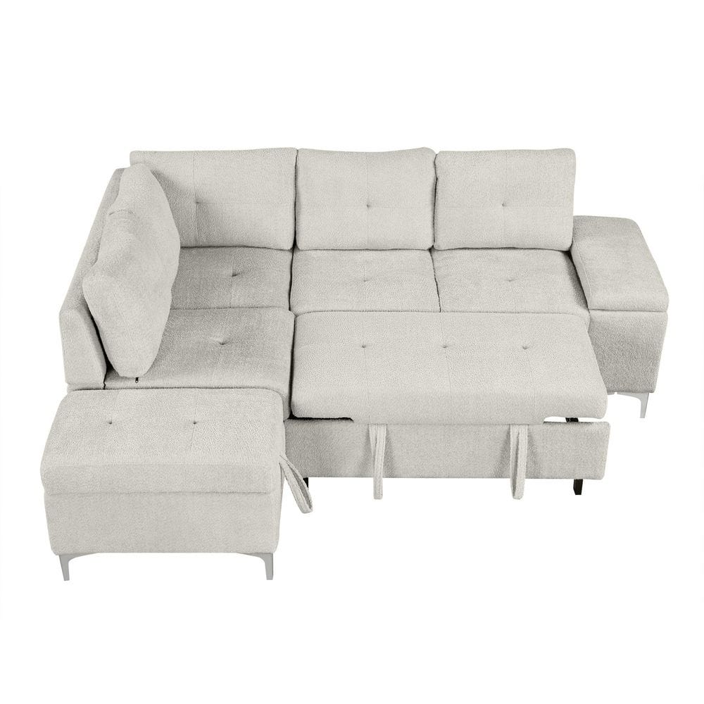 71 x 88 in. Comfort Chenille Modular L-Shaped Sectional Sofa in Beige with 