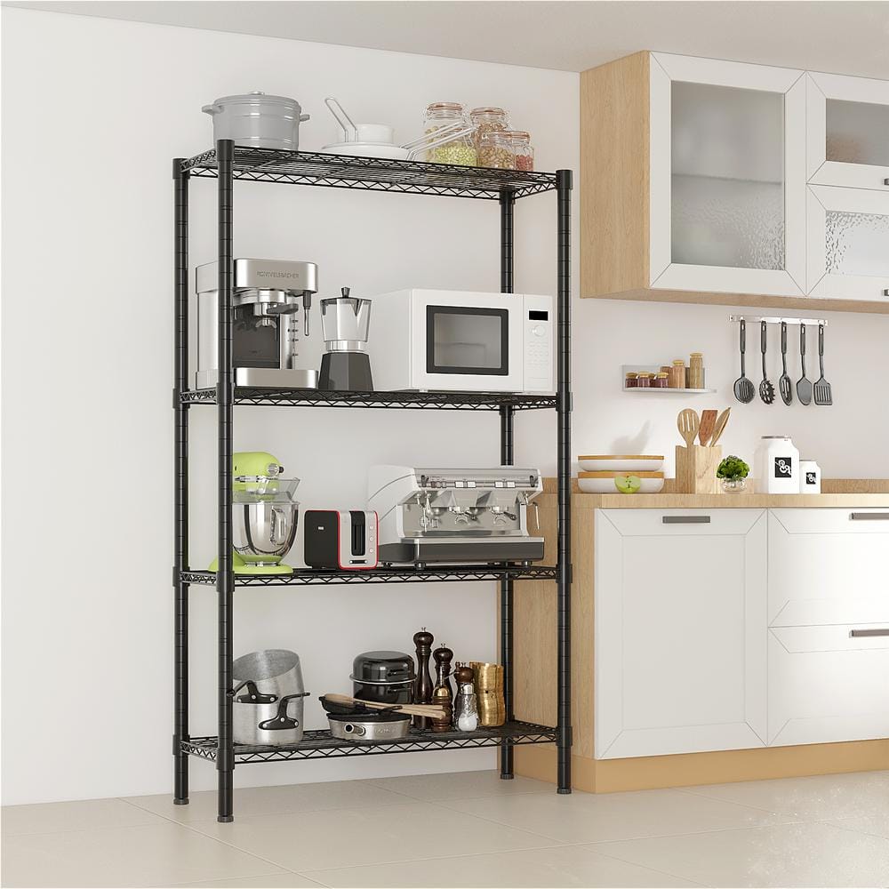 Black Heavy Duty 4-Tier Metal Freestanding Garage Storage Unit (13.8 in. W x 55.12 in. H x 35.43 in. D) price history on PriceWatchPro