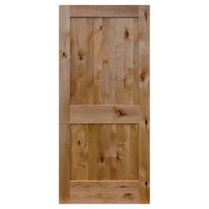 28 in. x 80 in. 2 Panel Shaker Square Top Solid Core Unfinished Knotty Alder Wood Interior Door Slab