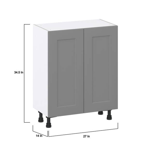 J COLLECTION Bristol Painted Slate Gray Shaker Assembled Shallow Base Kitchen Cabinet with Door (36 in. W x 34.5 in. H x 14 in. D)