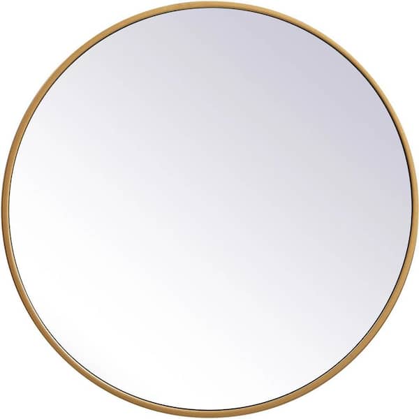 48 in. W x 48 in. H Round Framed French Cleat Wall Mounted Tempered Glass Bathroom Vanity Mirror in Brushed Gold