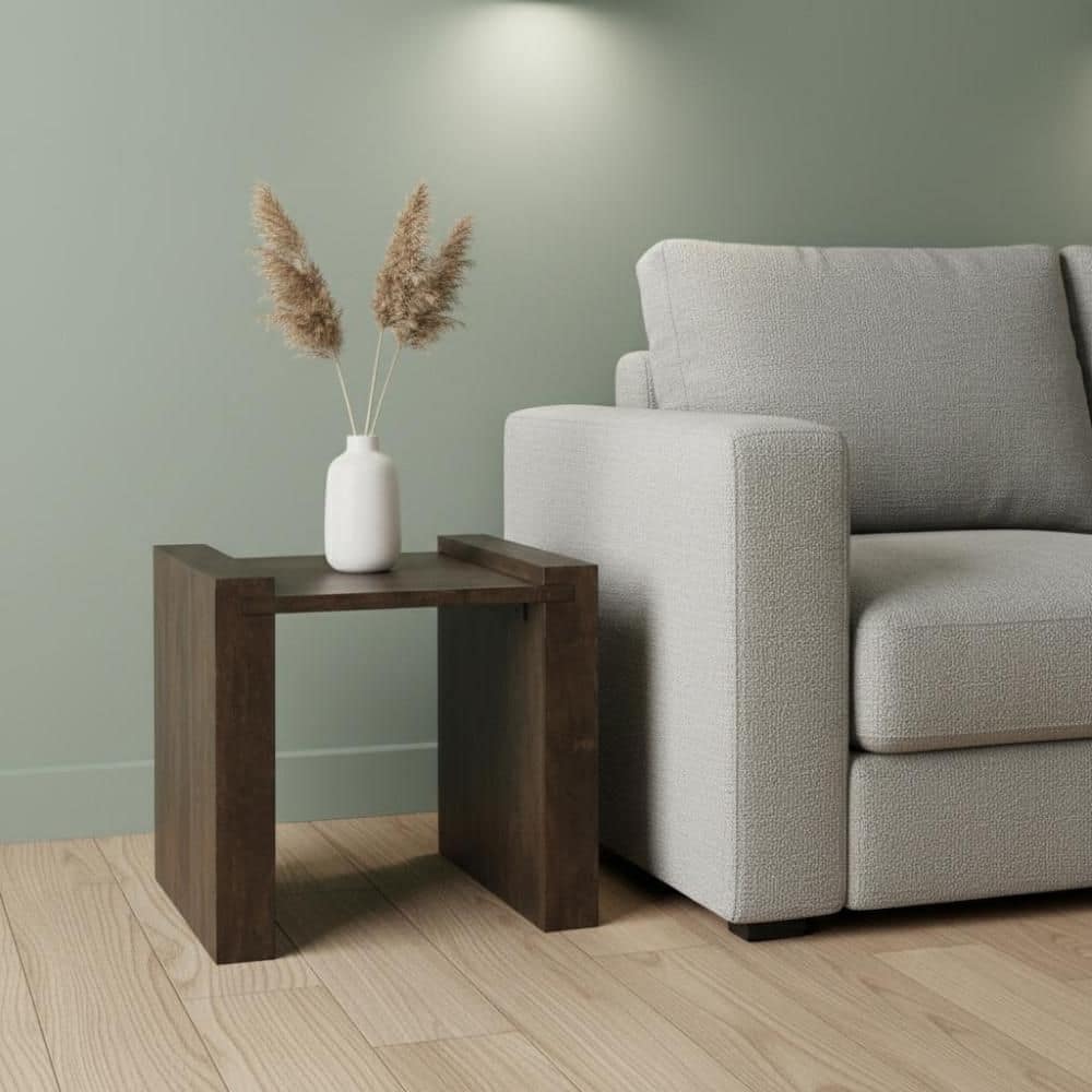 22 in. Brown Rectangular Solid Wood End Table