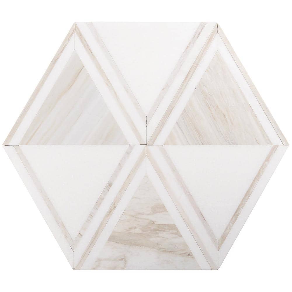 Bernini Beige Polished Porcelain and Marble Mosaic Tile