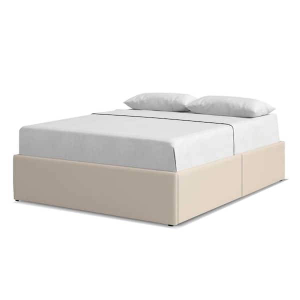 AndMakers Kahuna Ivory White Wood Frame Queen Platform Bed with 2-Drawers