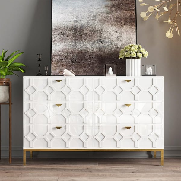 Clihome White Honeycomb 32 in. Accent Storage Cabinet