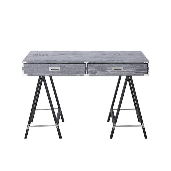 Inspired Home 23.5 in. Rectangular Grey 2 Drawer Executive Desks with A-shaped Legs