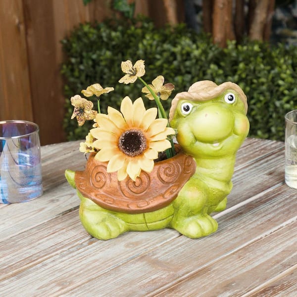 くでぽー出品 Alpine Corporation 7 in. Terracotta Clay Turtle Pot Planter for