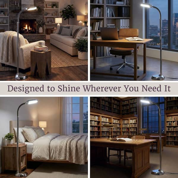 Lavish Home 60 in. Silver Indoor Sunlight Floor Lamp HD100009