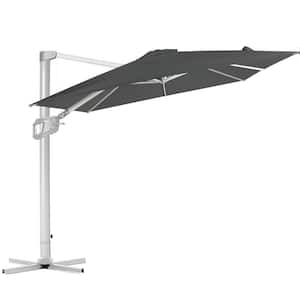 10 ft. Aluminum Squrare Patio Offset Umbrella Cantilever Umbrella, 360° Rotation Device in Dark Grey