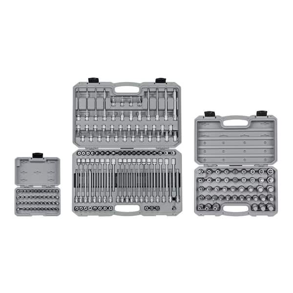 1/4, 3/8, 1/2 in. Dr. Hex, Torx, TR Torx, Phillips, Slotted, Square, Triple Square Bit Socket Set with Cases (198-Piece)