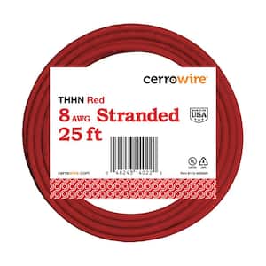25 ft. 8 Gauge Red Stranded Copper THHN Wire