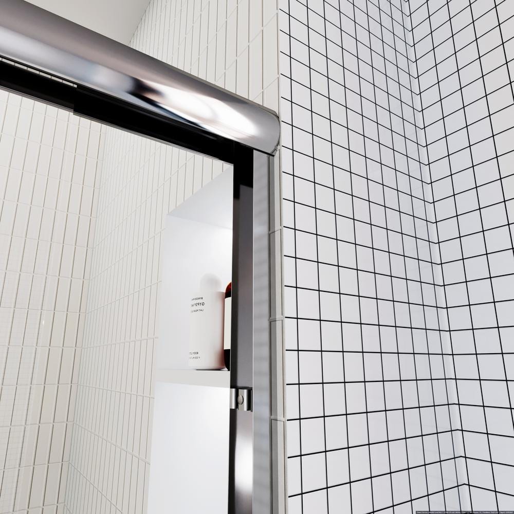 Chrome Double-Sliding Shower Door with Clear Glass Panels