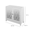 White accent cabinet with dimensions: 32" H x 36.5" W x 15.5" D.