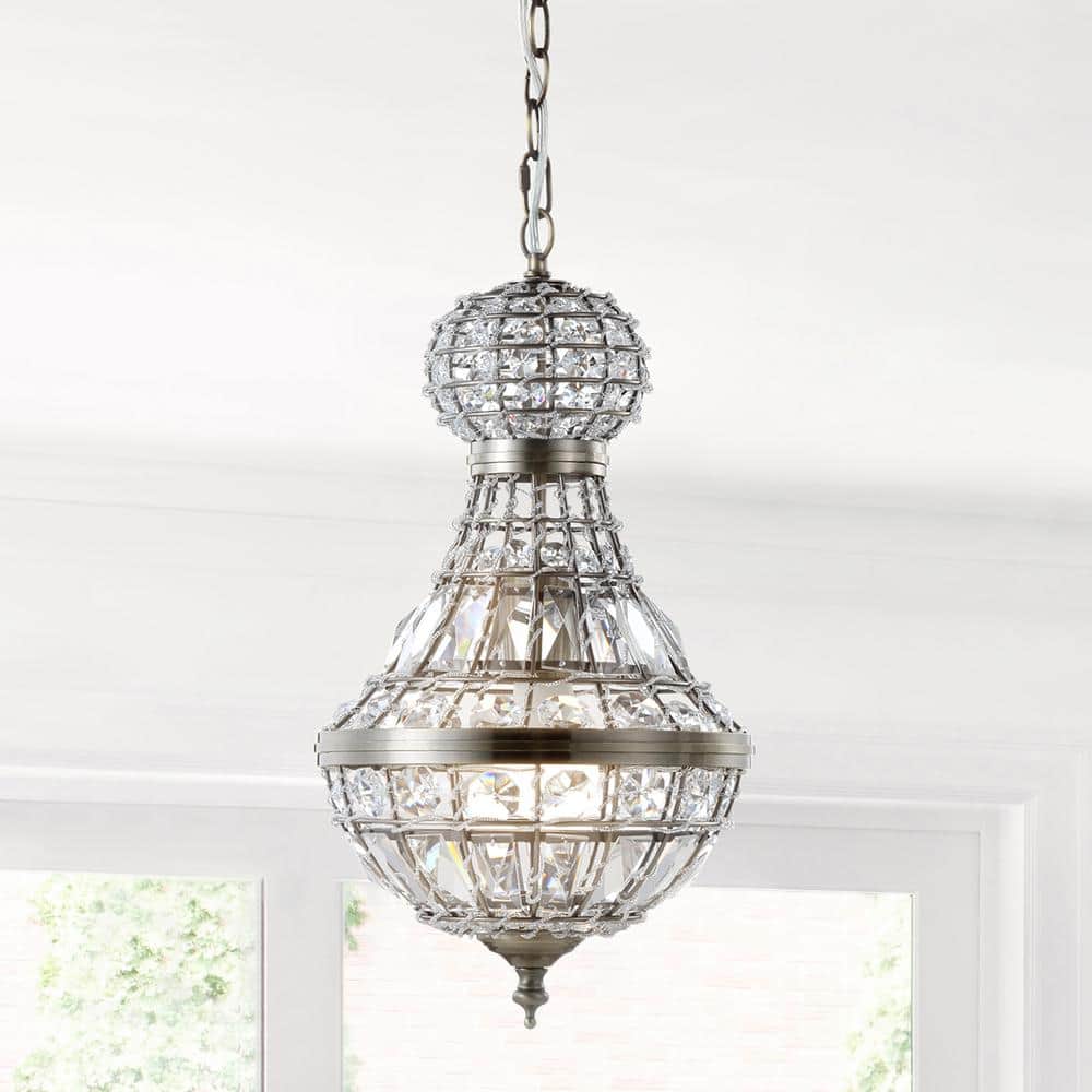 Regina 12" Antique Brass Crystal Empire LED Chandelier