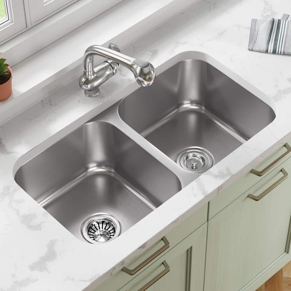 Mr Direct Stainless Steel 32 1 4 In Double Bowl Undermount Kitchen