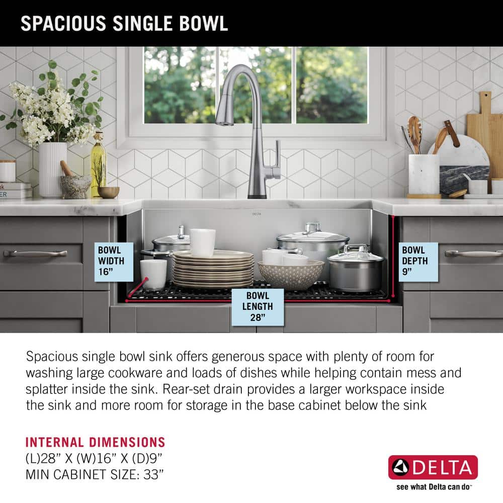 Delta 30" Stainless Steel Single Bowl Undermount Kitchen Sink