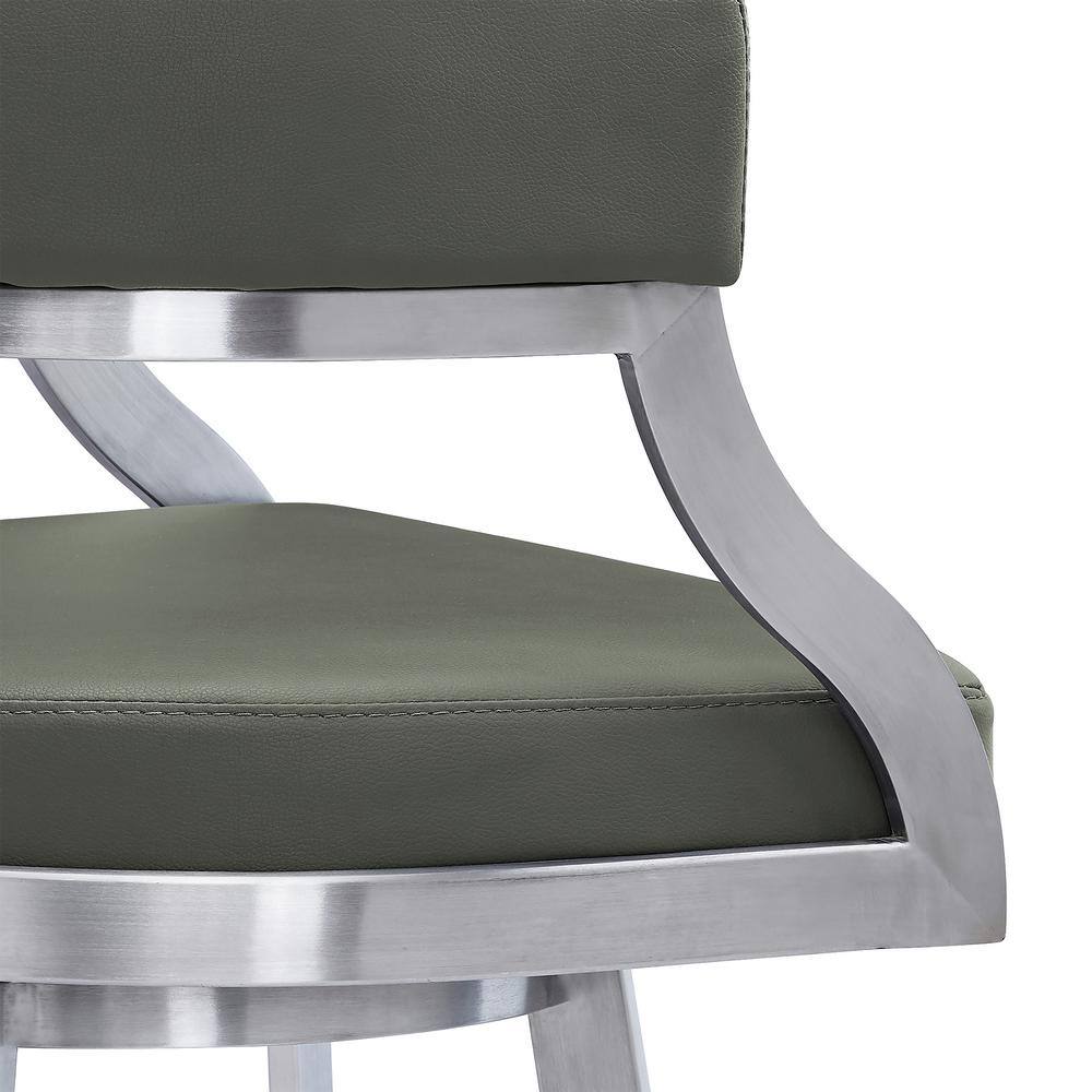 Gray Metal and Faux Leather Swivel Bar Stool, 30"