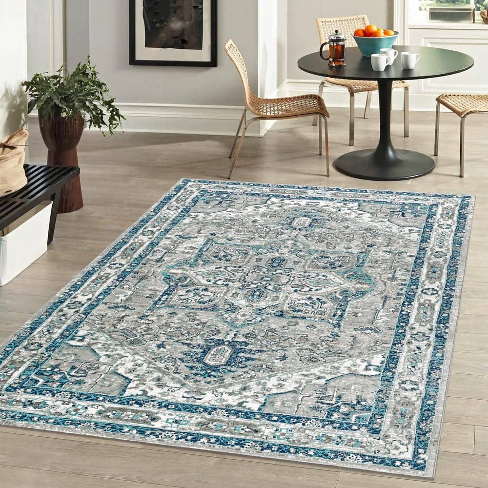 JONATHAN Y Modern Persian Vintage Medallion Light Grey/Blue 8 ft. x 10 ft.  Area Rug MDP106A-8 - The Home Depot