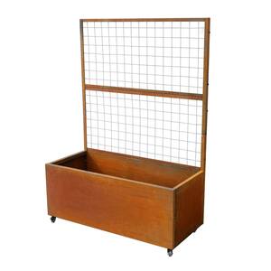 46 in. x 66 in. x 21 in. Rusty Modern Steel Trellis Planter Box for Outdoor Use