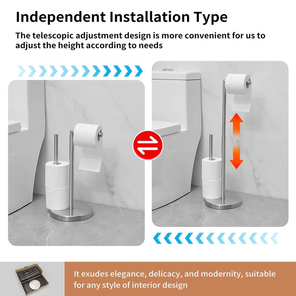 Brushed Nickel Freestanding Toilet Paper Holder with Reserve