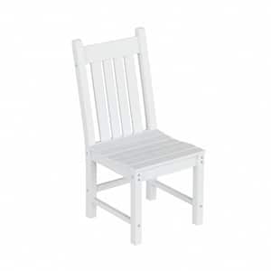 Hayes HDPE Plastic All Weather Outdoor Patio Armless Slat Back Dining Side Chair in White