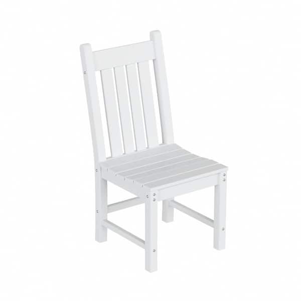 WESTIN OUTDOOR Hayes HDPE Plastic All Weather Outdoor Patio Armless Slat Back Dining Side Chair in White