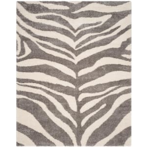 Portofino Shag Ivory/Gray 9 ft. x 12 ft. Animal Print Area Rug