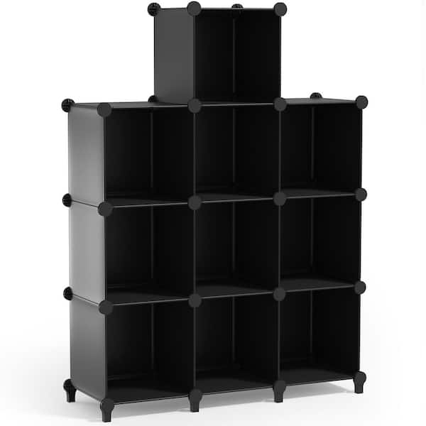 50.2 in H x 37 in W x 12.25 in D Black Fabric 10-Cube Storage Organizer, Waterproof Cubby Shelf for Closet
