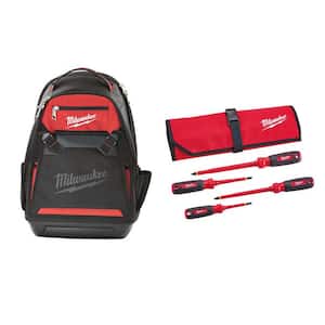 10 in. Jobsite Backpack with 1000-Volt Insulated Screwdriver Set and Pouch (4-Piece)