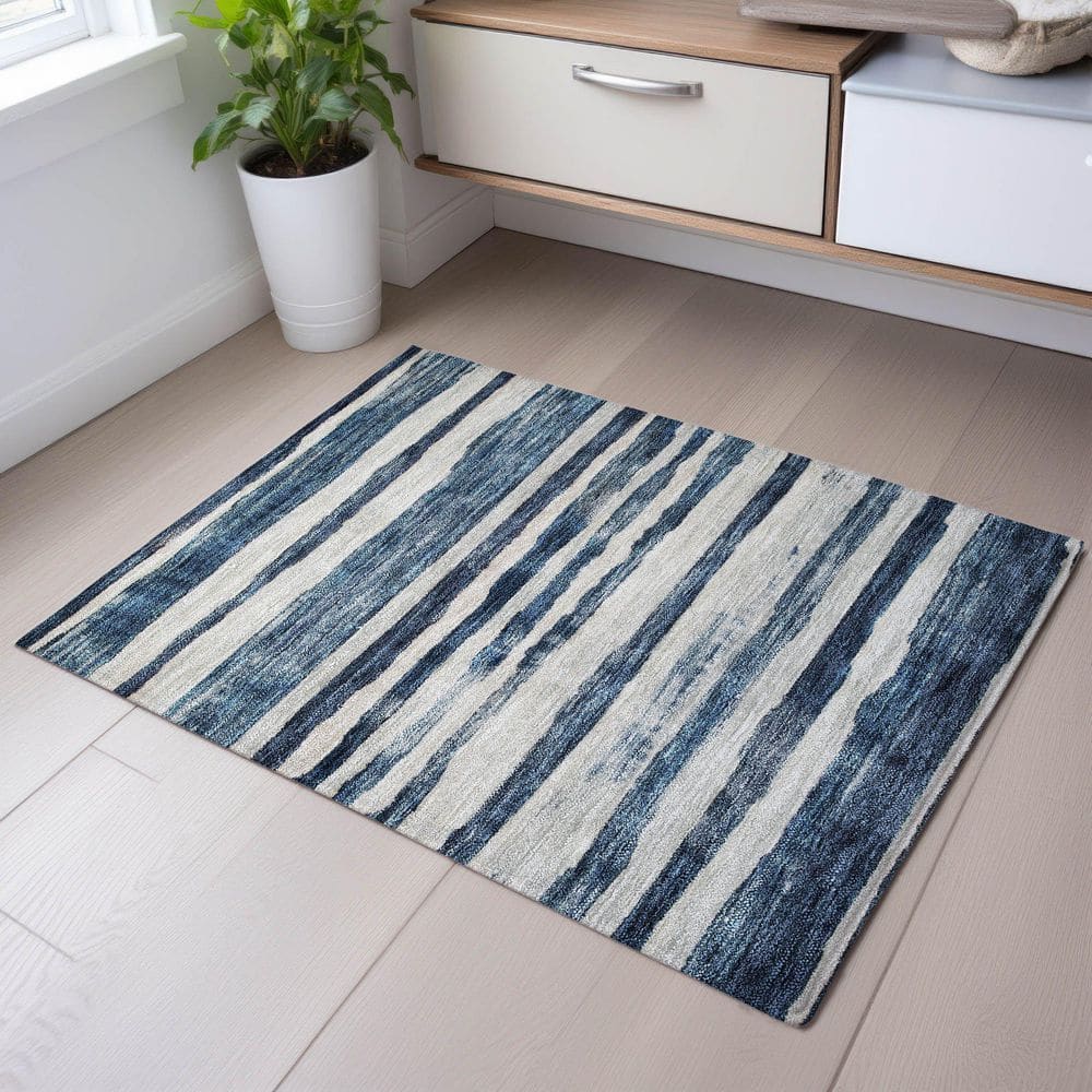 Mayfield Premium Machine Washable Abstract AMF1191 Denim 2 ft. x 3 ft. Area Rug price history on PriceWatchPro