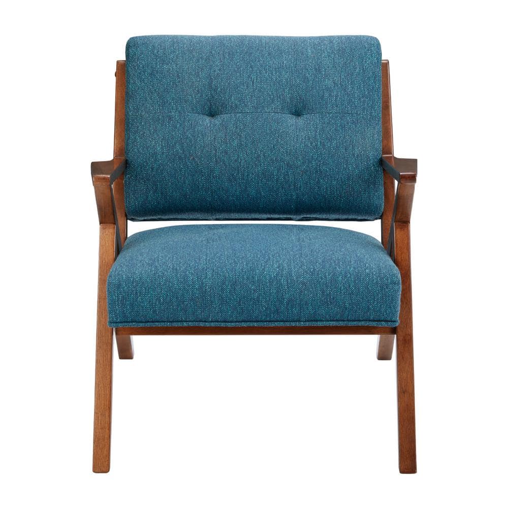 Mid-Century Modern Rocket Lounge Chair in Blue and Pecan