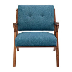 Rocket Blue/Pecan Tufted Lounge Arm Chair