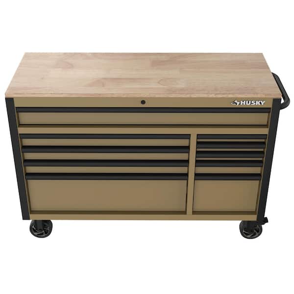 Husky Standard-Duty 52 in. W 10-Drawer Matte Tan Mobile Workbench