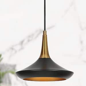 Modern Black and Brass Kitchen Island Pendant Lighting Contemporary 1-Light Bell Dining Living Room Hanging Chandelier