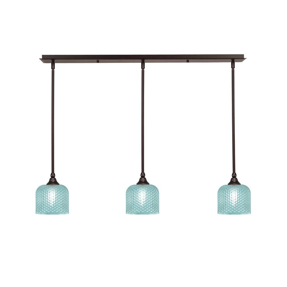 Livingston 100-Watt 3-Light Dark Granite Shaded Pendant Light with 6 in. Tu