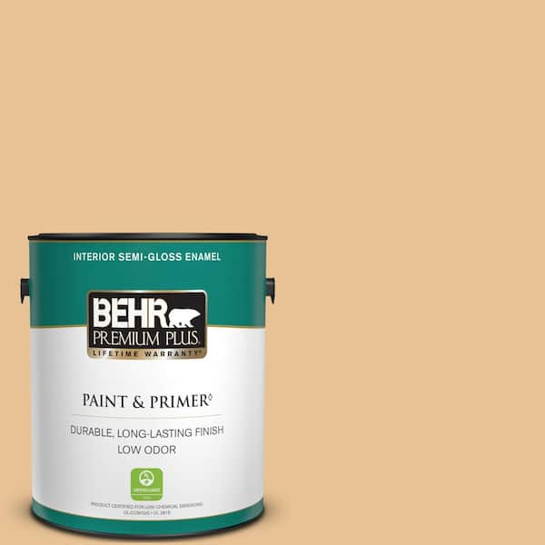 BEHR PREMIUM PLUS 1 gal. #M250-3 Apple Turnover Semi-Gloss Enamel Low Odor Interior Paint & Primer