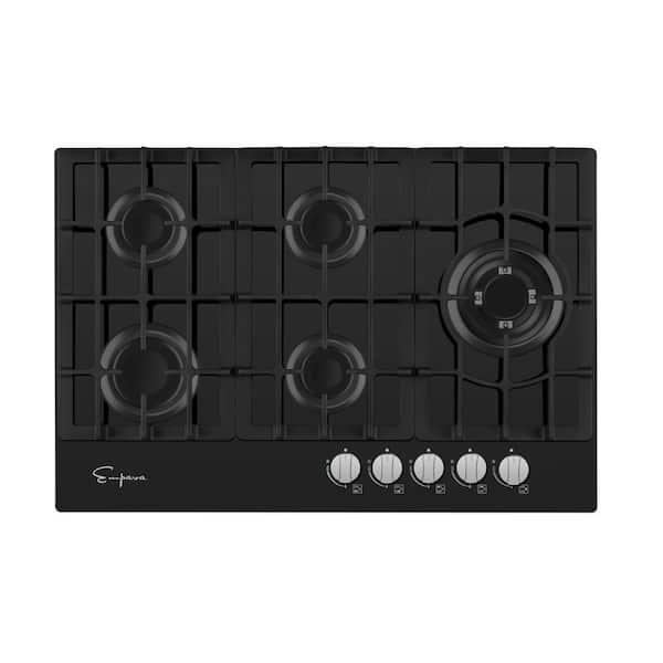 Empava 30 in. 5 Italy Sabaf Burners Gas Stove Cooktop Tempered Glass in Black