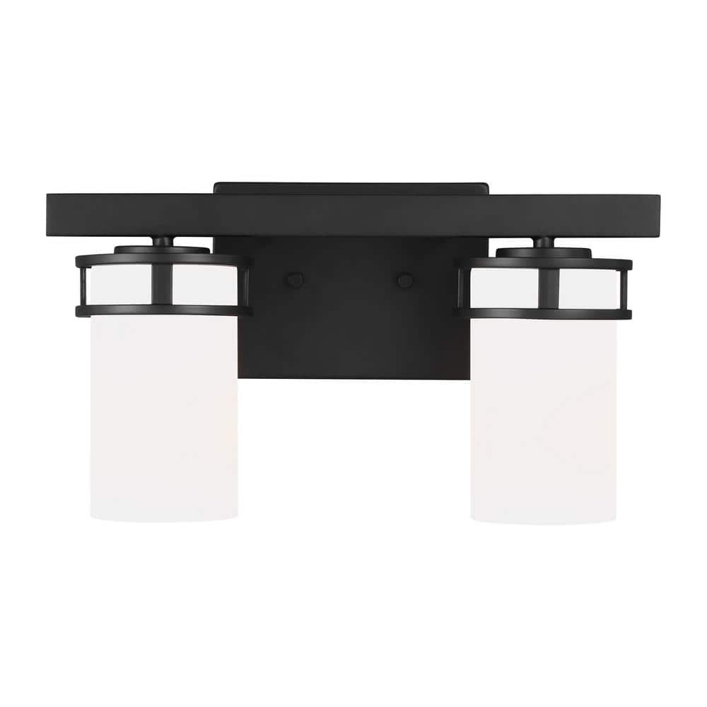 Generation Lighting Robie 14 in. 2-Light Matte Black Transitional ...