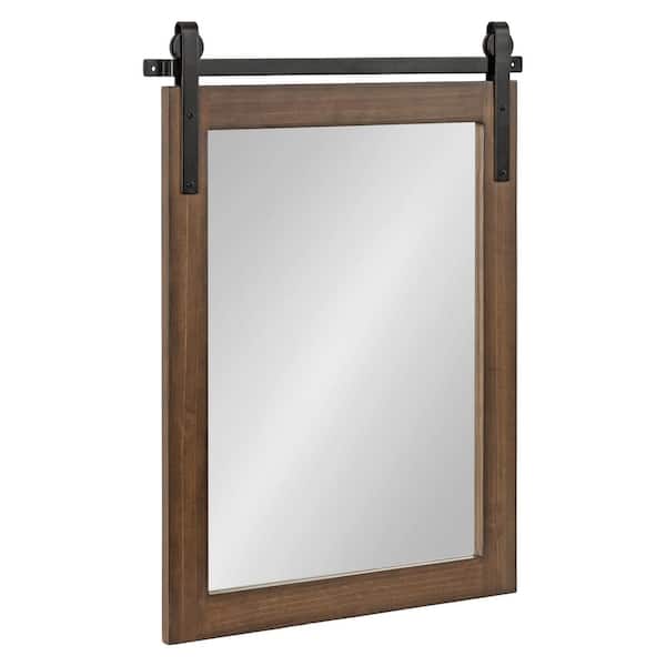 Kate and Laurel Cates 19.50 in. W x 26.75 in. H Walnut Brown Rectangle Farmhouse Framed Decorative Wall Mirror