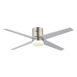 52 in. 4-Blade LED Standard Ceiling Fan with Remote Control and Light Kit Included, Nickel, Indoor
