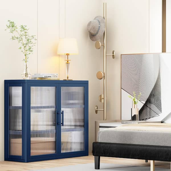 Aoibox Retro Style 9.10-in W x 27.60-in D x 23.60-in H in Gray Metal Assemble Upper Kitchen Cabinet with Detachable Shelves