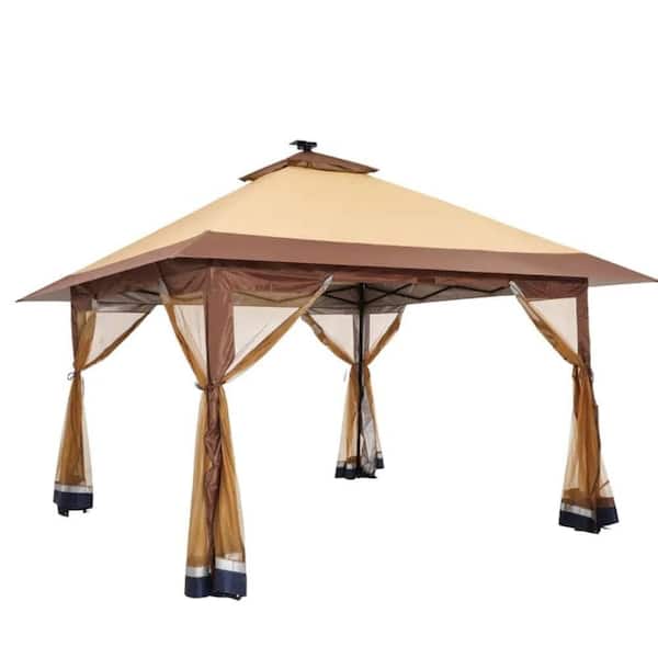 Pop Up Gazebo 12 ft. x 12 ft. Outdoor Canopy Shelter with Mosquito Netting 4-Stanbags Instant Gazebo Tent for Lawn