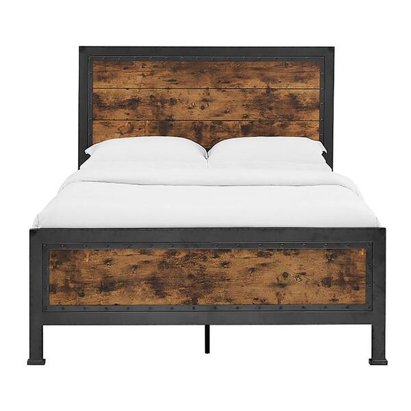 Walker Edison Furniture Company Rustic, Rustic Farmhouse Metal Queen Bed Frame