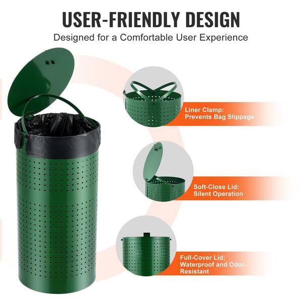 11.5 Gallon Outdoor Dog Waste Station With 600 Bags – Green, 90.5" Tall, Complete Clean-Up System