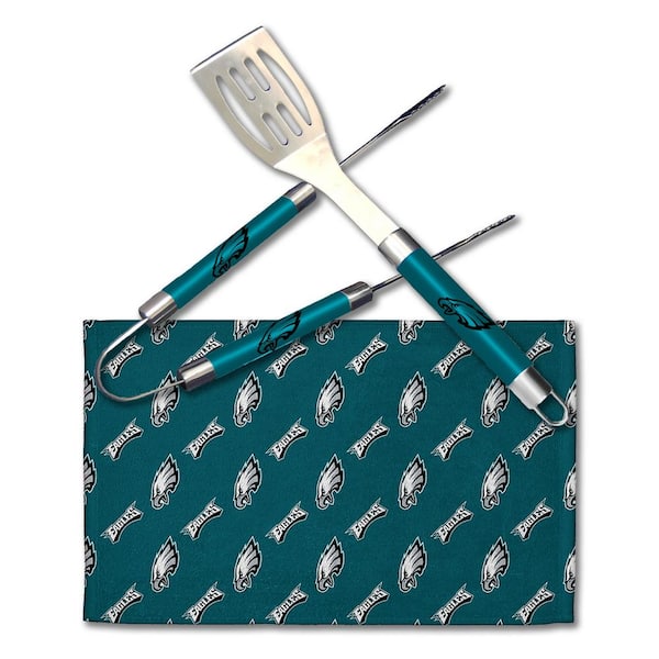 THE NORTHWEST GROUP NFL Eagles Stainless Steel Outdoor Kitchen Accessories BBQ Grilling Utensil Set