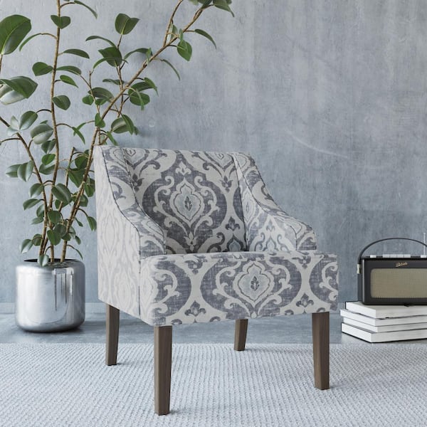 Homepop Global Damask Suri Blue Classic Swoop Accent Chair
