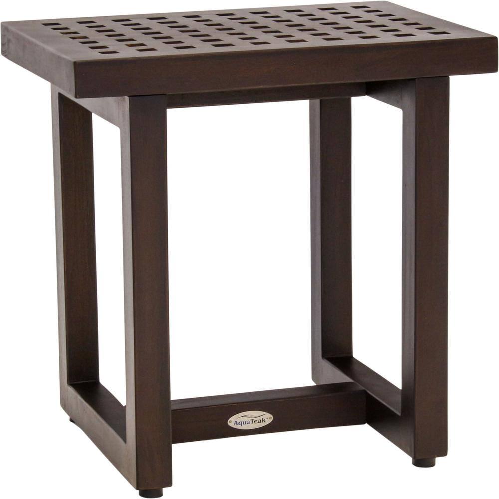 18 in. x 12 in. Grate Mocha-Shield Freestanding Teak Shower Bench