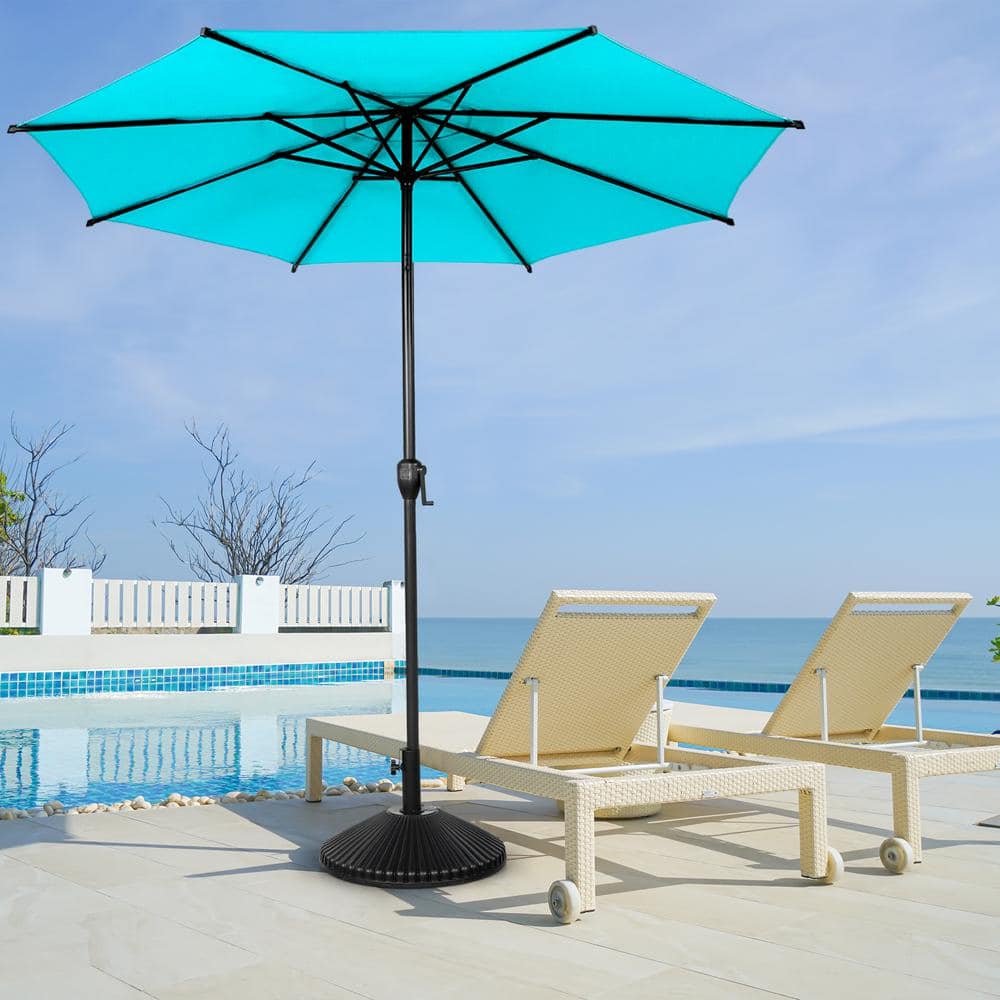 Light Blue and Charcoal Steel Round Market Umbrella