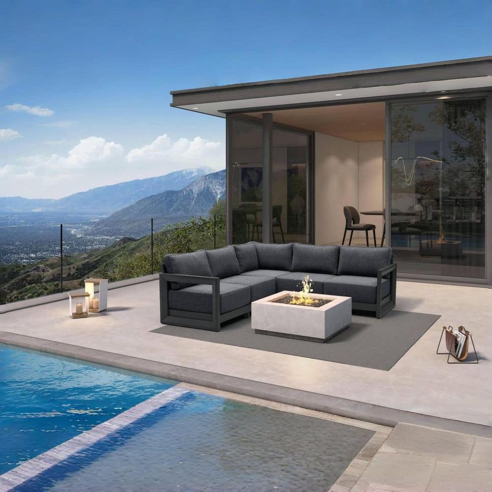 5 Pieces Patio Conversation Sets All Weather Outdoor Couch Sectional Set with Cushion Conversation Set Gray price history on PriceWatchPro